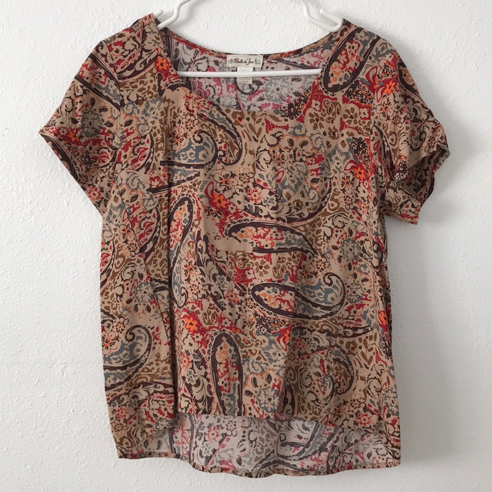 tan patterned top